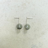 Unique earrings , minimalist earrings, statement thin silver small glass bead  earrings